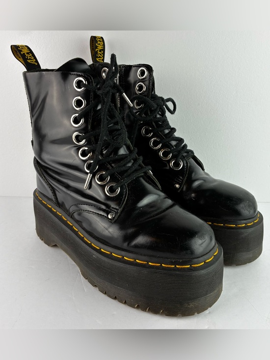 Dr. Martens Shoes - Dr. Martens Jadon Max Platform Black Patent Leather Boots